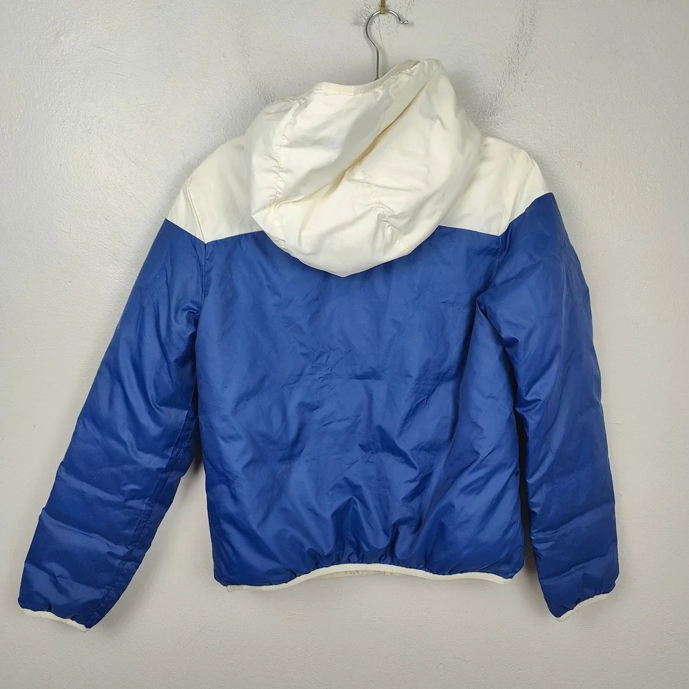 Nike Windrunner Down Fill Hooded Jacket Womens Small White‎ Blue Reversible